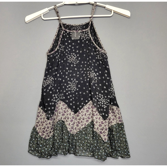 Free People Halter Boho Top Womens S Black Lucy Loves Charlie Black Embellished - Picture 12 of 13